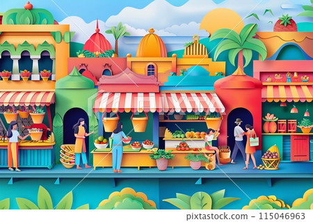 Street fair on Argentina s Independence Day with stalls selling traditional foods Street fair on Argentina s Independence Day with stalls selling traditional foods 115046963