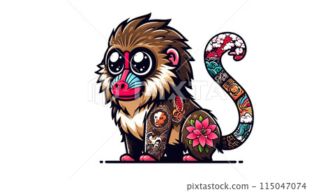 Tattooed Hamadryas Baboon Tattooed Hamadryas Baboon 115047074