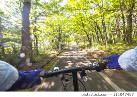 Fresh greenery and early summer cycling image (Hiruzen Plateau) 115047497