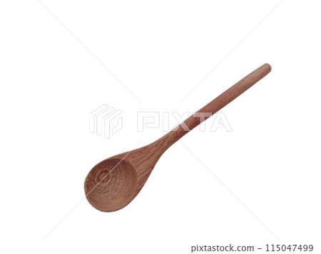 Mexican crafts: 1 wooden spoon, white background with space for text 115047499