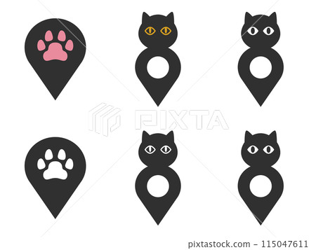 Cat mark access pin icon set 115047611