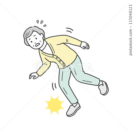An elderly woman trips and panics An elderly woman trips and panics 115048121