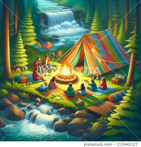 Camp and bonfire 115048127