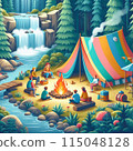 Camp and bonfire 115048128