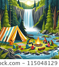 Camp and bonfire 115048129