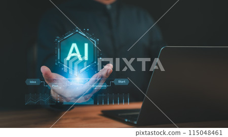 Business technology concept of connection and networking, AI technology, internet of things. Technology big data and business process strategy, Financial management and digital smart industry. Business technology concept of connection and networking, AI technology, internet of things. Technology big data and business process strategy, Financial management and digital smart industry. 115048461