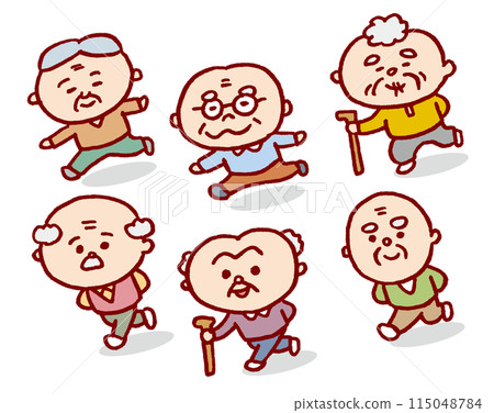 圓潤可愛的老人線描畫 圓潤可愛的老人線描畫 115048784