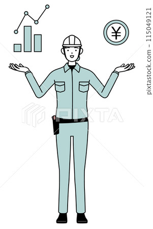 A female engineer in a helmet and work clothes explaining the image of DX and how it will improve business performance and sales A female engineer in a helmet and work clothes explaining the image of DX and how it will improve business performance and sales 115049121