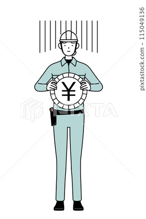 Image of exchange loss and weak yen, female engineer in helmet and work clothes 115049136