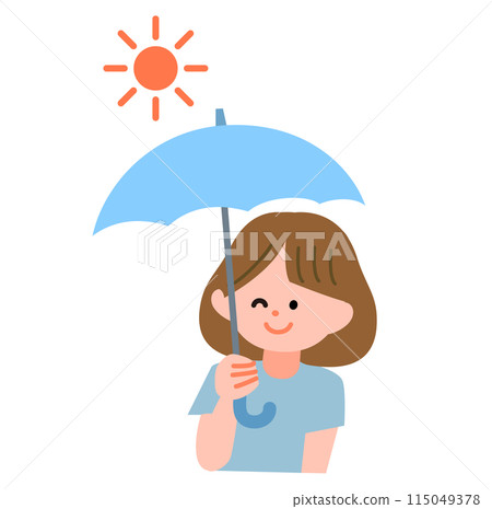 Illustration of a woman using a parasol to prevent heatstroke 115049378