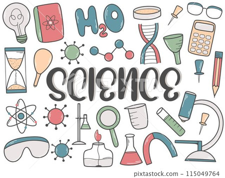 Science color doodle sketch style poster 115049764