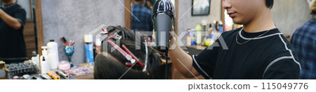 Barber Blow Drying Hair Barber Blow Drying Hair 115049776