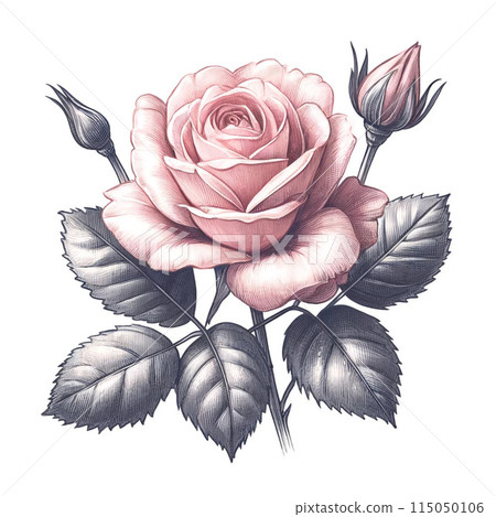 粉紅玫瑰插畫 115050106