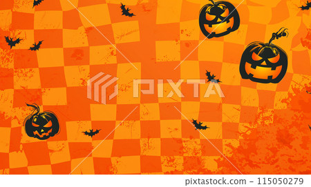 Halloween orange check illustration 115050279