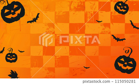 Halloween orange check illustration 115050281