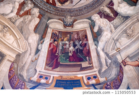 Episodes of the life of Cosimo I de 'Medici fresco by Bernardino Poccetti Ospedale degli Innocenti - Exterior arcade, Florence, Italy Episodes of the life of Cosimo I de 'Medici fresco by Bernardino Poccetti Ospedale degli Innocenti - Exterior arcade, Florence, Italy 115050553