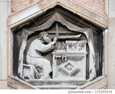 Jubal by Nino Pisano, 1334-36., Relief on Giotto Campanile of Cattedrale di Santa Maria del Fiore (Cathedral of Saint Mary of the Flower), Florence, Italy Jubal by Nino Pisano, 1334-36., Relief on Giotto Campanile of Cattedrale di Santa Maria del Fiore (Cathedral of Saint Mary of the Flower), Florence, Italy 115050554
