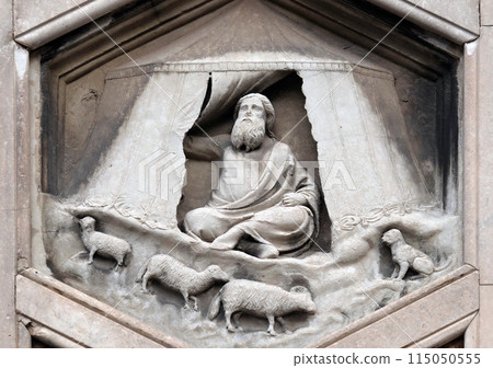 Jabal by Nino Pisano, 1334-36., Relief on Giotto Campanile of Cattedrale di Santa Maria del Fiore (Cathedral of Saint Mary of the Flower), Florence, Italy 115050555