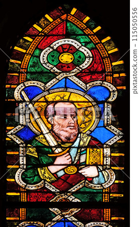 Saint Paul, stained glass window in the Basilica di Santa Croce (Basilica of the Holy Cross) - famous Franciscan church in Florence, Italy Saint Paul, stained glass window in the Basilica di Santa Croce (Basilica of the Holy Cross) - famous Franciscan church in Florence, Italy 115050556