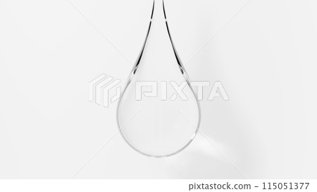白色背景上的透明水滴。沒有氣泡。 3D。 （水平的） 115051377