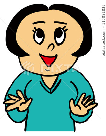 A woman with bob hair and a cheerful face 115051833