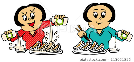 使用過多醋的人和使用適量醋的人 使用過多醋的人和使用適量醋的人 115051835