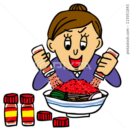 People who put too much shichimi pepper on soba noodles 115051843
