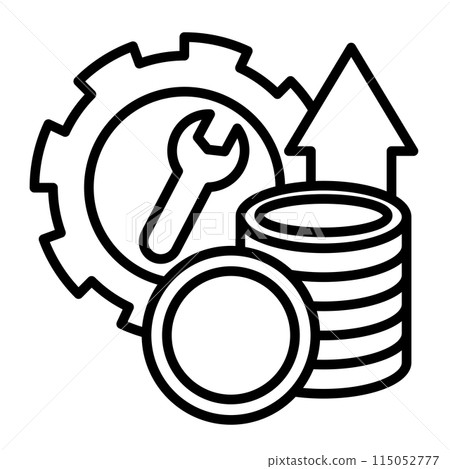 代表系統維護和管理成本上升的圖示。 115052777