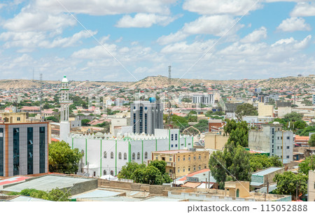Hargeisa city business district downtown streets panorama, Somaliland, Somalia Hargeisa city business district downtown streets panorama, Somaliland, Somalia 115052888