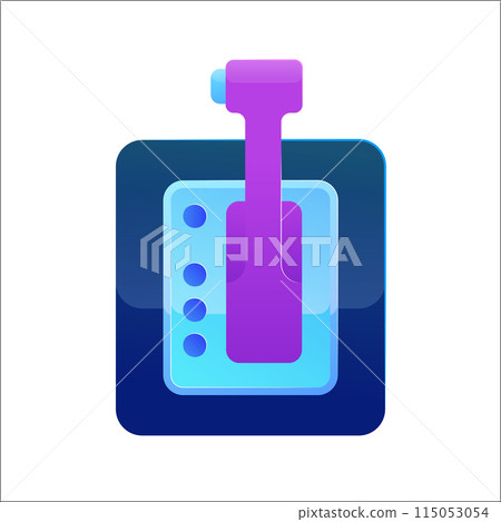 Automatic transmission gearshift stick isolated icon in flat style. Automotive parts and technology sign vector illustration. Automatic gearbox lever pictogram for mobile application and web design. 115053054