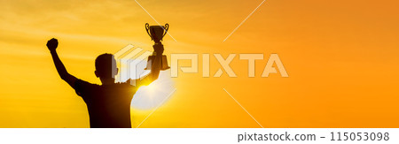 Banner Winner win hands holding golden champion trophy cup prize. Silhouette best award victory hands champion trophy . Panorama Team holding gold sport trophy cup. Win-Win sport team with copy space Banner Winner win hands holding golden champion trophy cup prize. Silhouette best award victory hands champion trophy . Panorama Team holding gold sport trophy cup. Win-Win sport team with copy space 115053098