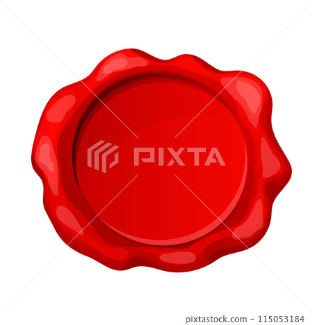 Postage red wax seal, round stamp sign empty for diploma or certificate isolated on white background. Mockup icon design  115053184