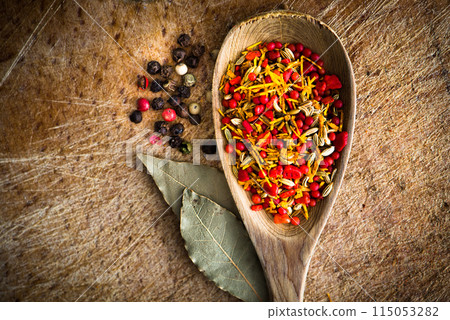 spices in a spoon spices in a spoon 115053282