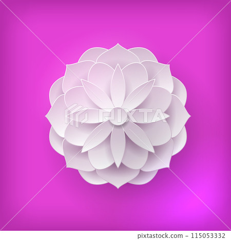 Paper volume flower light background. Paper volume flower on a pink background for designers and illustrators. A bulk plant in the form of vector illustration 115053332