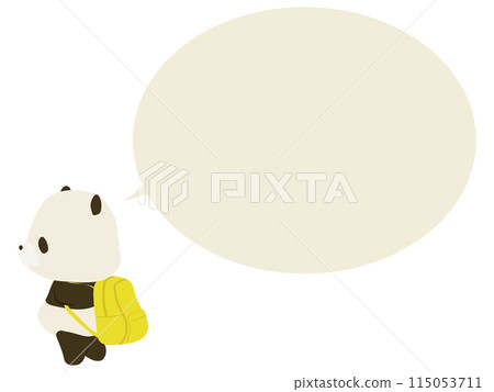 Panda carrying a backpack. With speech bubble 115053711