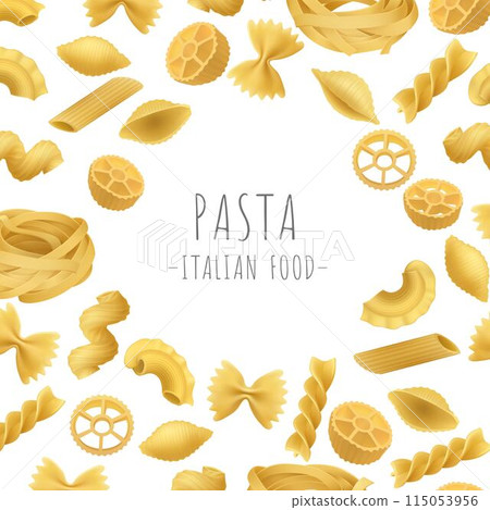 Set pasta Italian food, realistic style 115053956