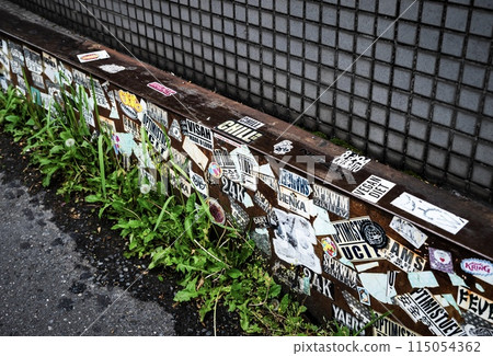 Scenes of nuisance graffiti and stickers on public property Scenes of nuisance graffiti and stickers on public property 115054362