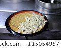 The soba noodles are ready for the handmade soba experience. The noodles are slightly thick. 115054957
