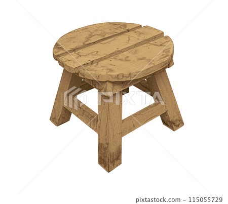Wooden stool isolated Wooden stool isolated 115055729
