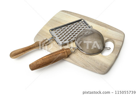kitchen utensils on a wooden  board 115055739