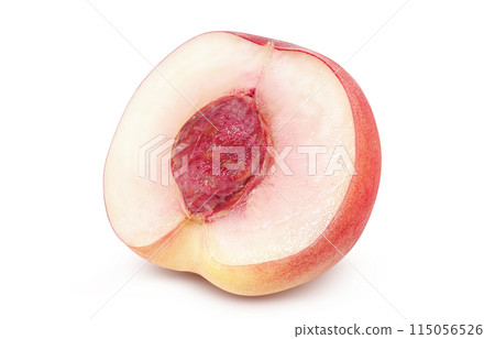 Peach illustration, cross section, realistic, white background 115056526