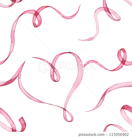 watercolor seamless pattern with transparent pink ribbons. symbol of the fight against breast cancer watercolor seamless pattern with transparent pink ribbons. symbol of the fight against breast cancer 115056902