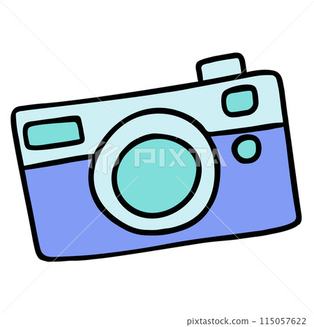 Hand drawn camera for trip, vacation, travel, journey, leisure, hobby, sticker, logo, icon, online shopping, spring, summer, autumn, winter, holiday, weekend, decoration, photography, print, activity 115057622
