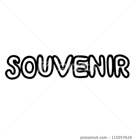 Hand drawn SOUVENIR letter outline for font, typography, calligraphy, campaign logo, badge, sticker, print, post card, gift shop, poster, icon, travel, trip, tour, vacation, holiday, colouring book 115057626