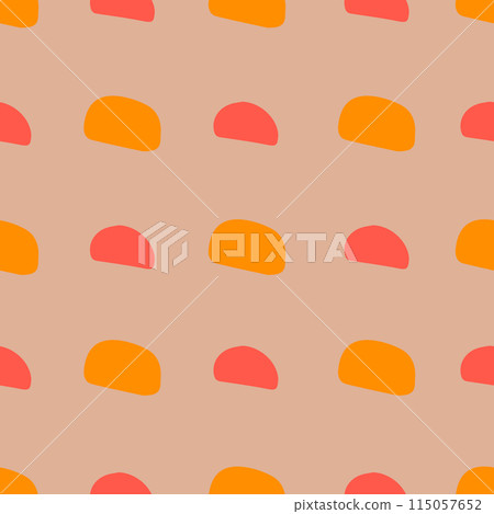 Bright and trendy seamless pattern with colorful semi-circles on a neutral background for design projects. Bright and trendy seamless pattern with colorful semi-circles on a neutral background for design projects. 115057652