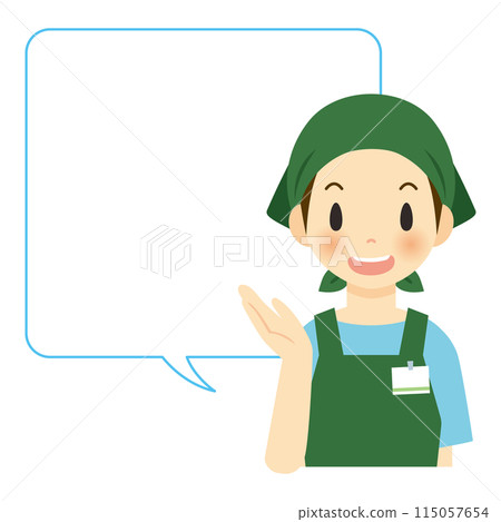 A woman explaining (with speech bubble) A woman explaining (with speech bubble) 115057654