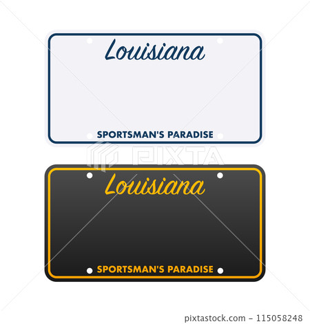 License plate of Louisiana. Car number plate. Vector stock illustration 115058248