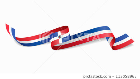 Dominican Republic flag wavy abstract background. Vector illustration. Dominican Republic flag wavy abstract background. Vector illustration. 115058965