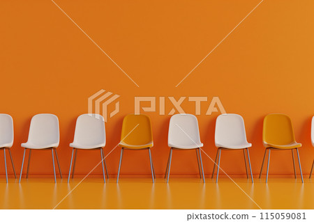 Neatly arranged empty chairs recruitment human resources concept 115059081
