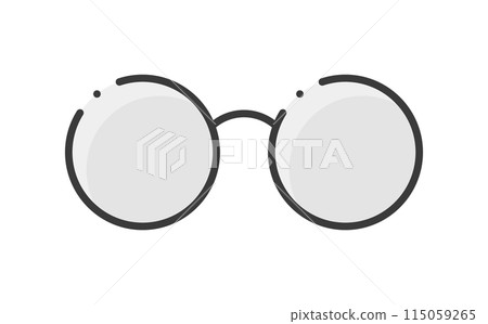 Light gray round glasses/sunglasses icon - simple and stylish eyewear image material 115059265